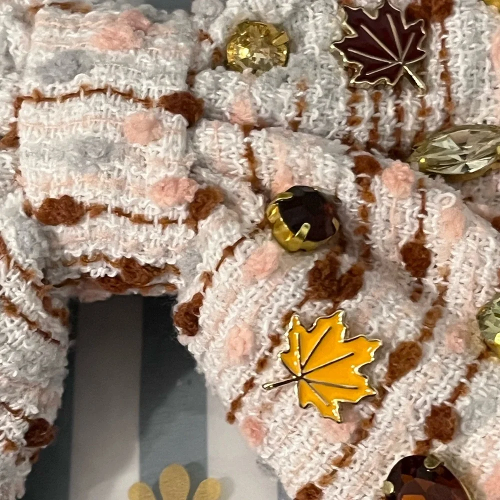LELE SADOUGHI AUTUMN BOUCLE FALLING LEAVES CRYSTAL BOW BARRETTE